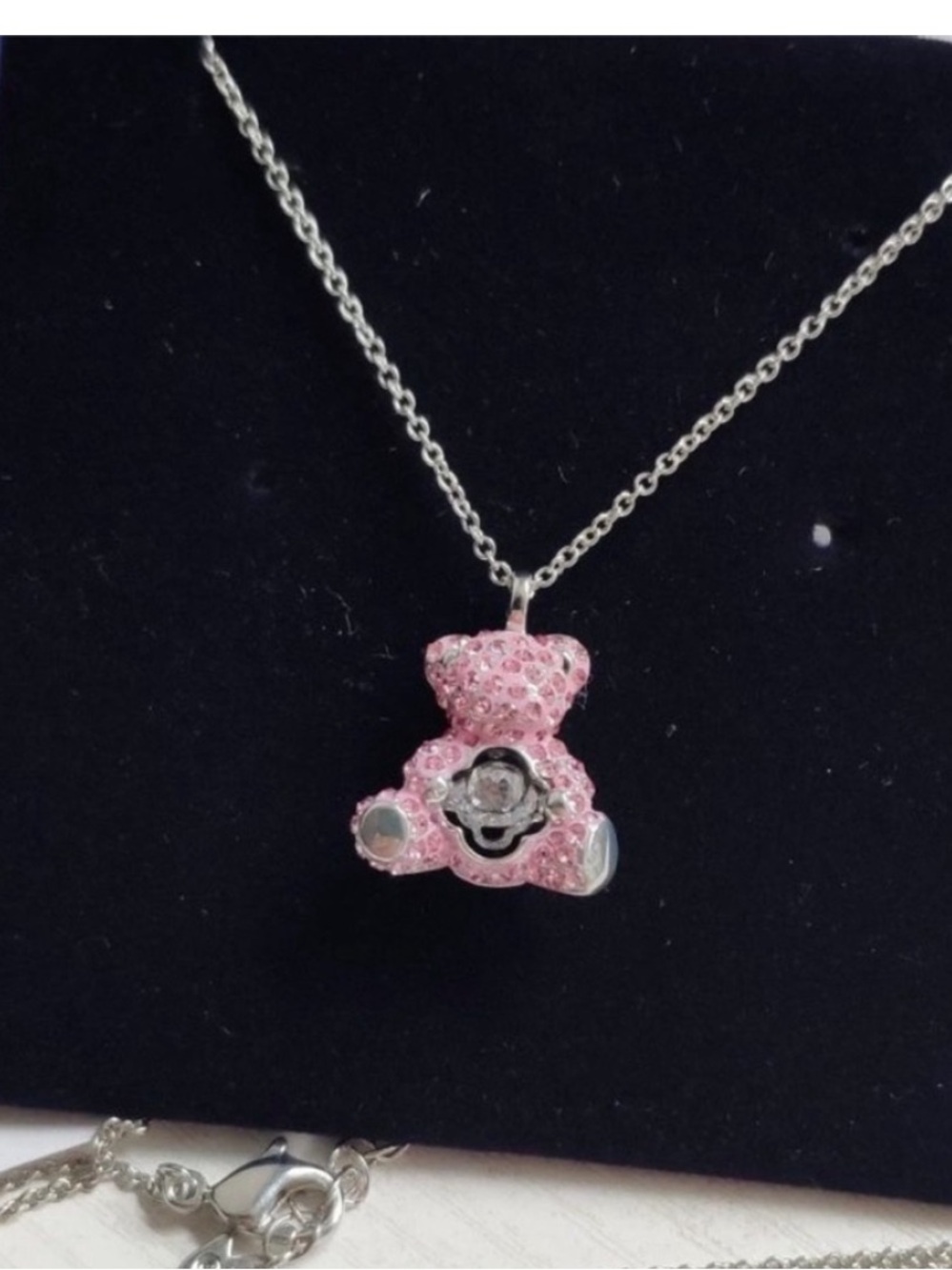 Swarovski pink bear necklace